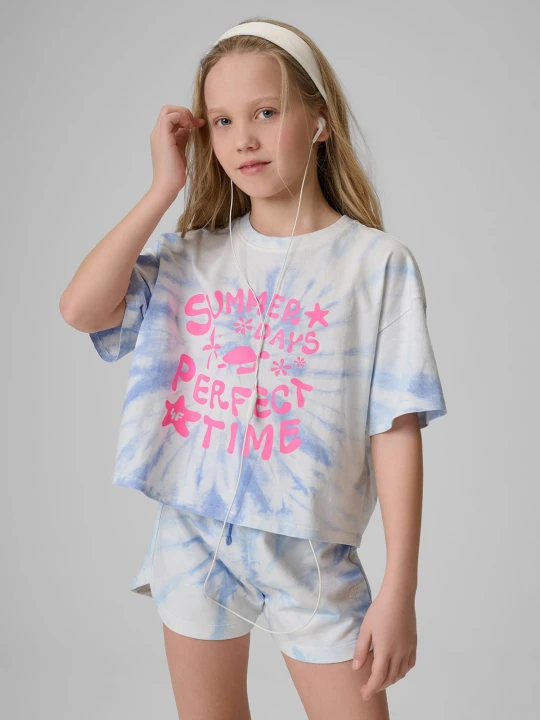 Zdjęcie produktu 4F T-shirt loose z nadrukiem dziewczęcy - niebieski 146 / 152 (10-12 lat)