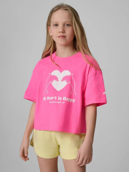 Zdjęcie produktu 4F T-shirt loose z nadrukiem dziewczęcy - różowy 134 / 140 (8-10 lat)