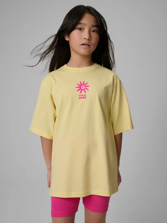 Zdjęcie produktu 4F T-shirt loose z nadrukiem dziewczęcy - żółty 140 (9-10 lat)
