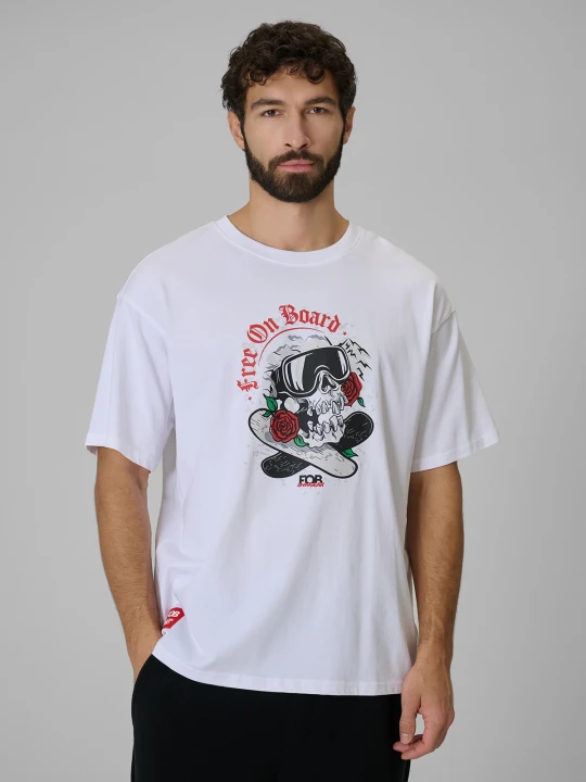 Zdjęcie produktu 4F T-shirt loose z nadrukiem męski - biały XL