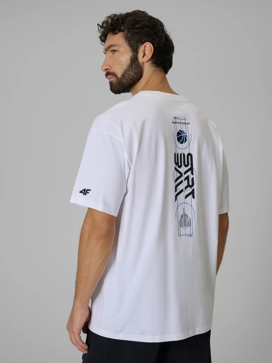 Zdjęcie produktu 4F T-shirt loose z nadrukiem męski - biały S