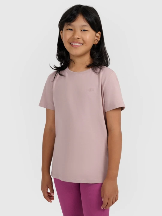 Zdjęcie produktu 4F T-shirt oversize gładki dziewczęcy - beżowy 140 (9-10 lat)