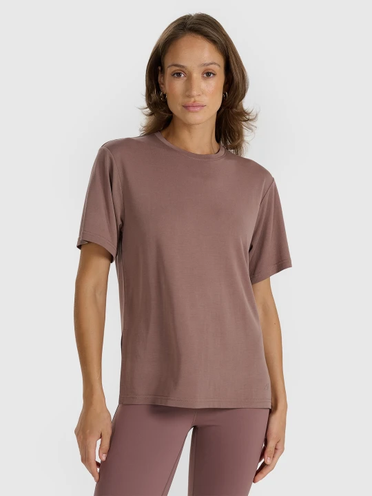 Zdjęcie produktu 4F T-shirt oversize z modalem damski - brązowy S
