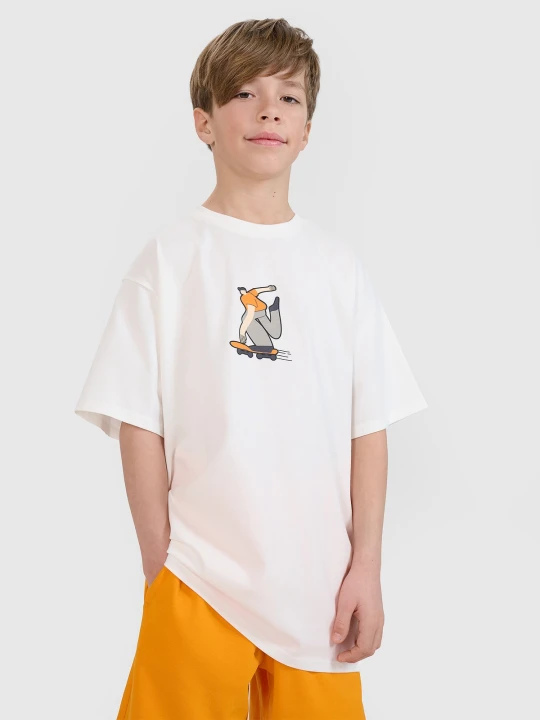 Zdjęcie produktu 4F T-shirt oversize z nadrukiem chłopięcy - biały 122 (6-7 lat)