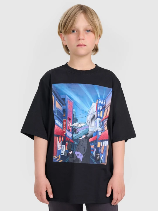 Zdjęcie produktu 4F T-shirt oversize z nadrukiem chłopięcy - czarny 158 (12-13 lat)