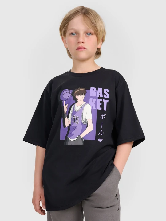 Zdjęcie produktu 4F T-shirt oversize z nadrukiem chłopięcy - czarny 158 (12-13 lat)