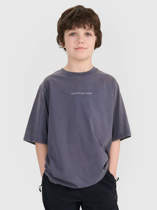 Zdjęcie produktu 4F T-shirt oversize z nadrukiem chłopięcy - szary 122 (6-7 lat)