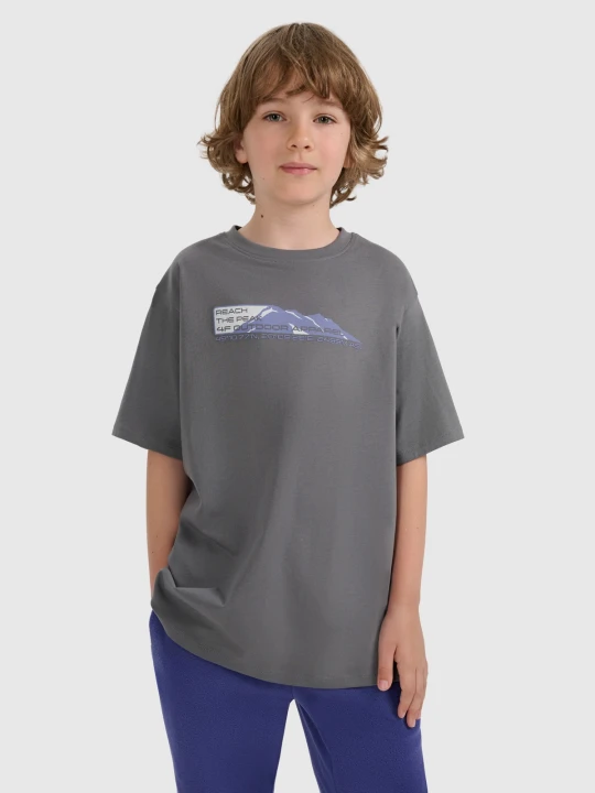 Zdjęcie produktu 4F T-shirt oversize z nadrukiem chłopięcy - szary 146 (10-11 lat)
