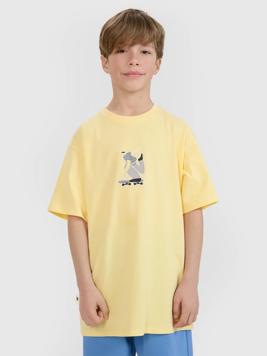 Zdjęcie produktu 4F T-shirt oversize z nadrukiem chłopięcy - żółty 122 (6-7 lat)