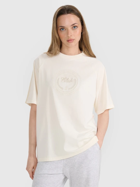 Zdjęcie produktu 4F T-shirt oversize z nadrukiem damski - biały XS