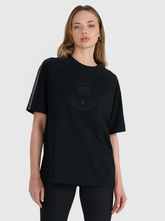 Zdjęcie produktu 4F T-shirt oversize z nadrukiem damski - czarny XS