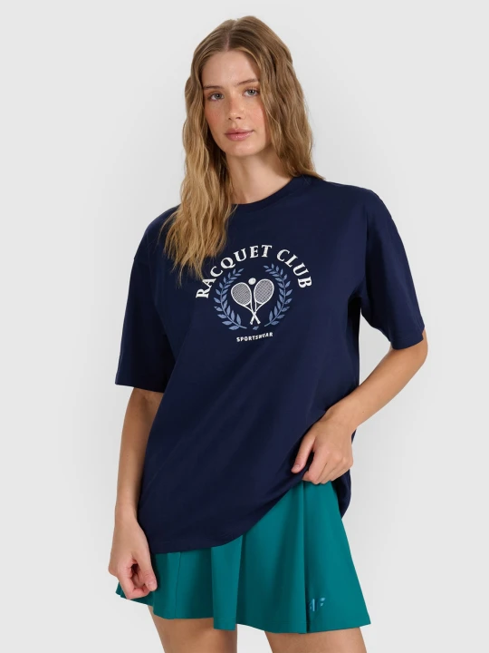Zdjęcie produktu 4F T-shirt oversize z nadrukiem damski - granatowa XS