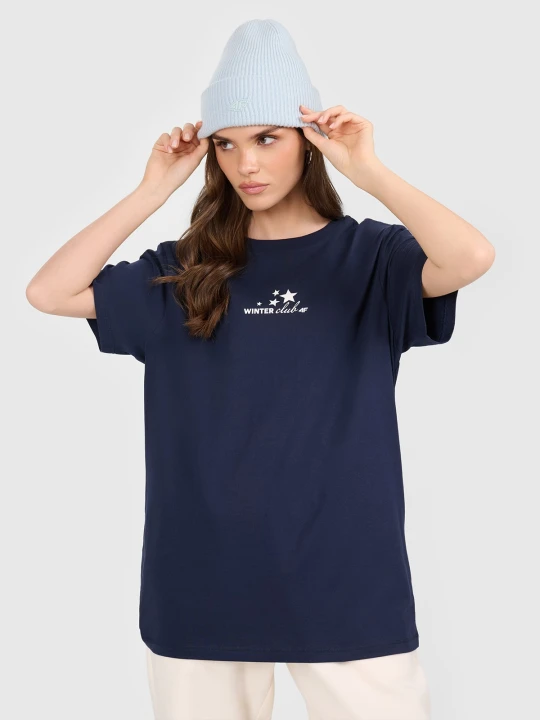 Zdjęcie produktu 4F T-shirt oversize z nadrukiem damski - granatowy L