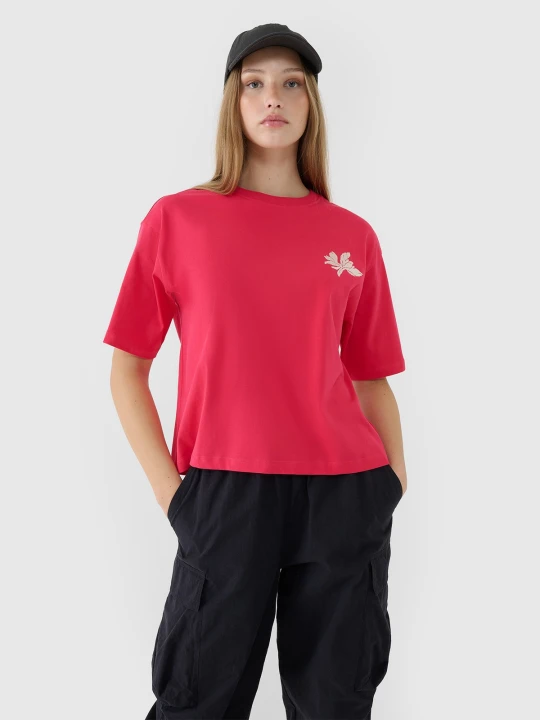 Zdjęcie produktu 4F T-shirt oversize z nadrukiem damski - różowy XS