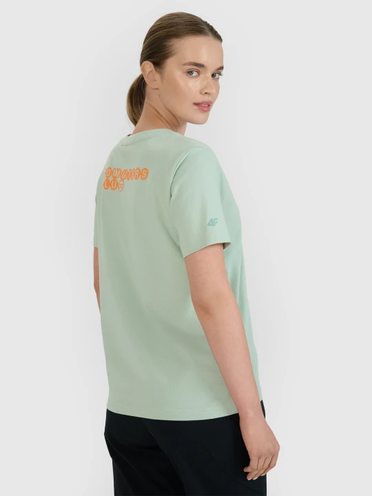 Zdjęcie produktu 4F T-shirt oversize z nadrukiem damski - turkusowy XS
