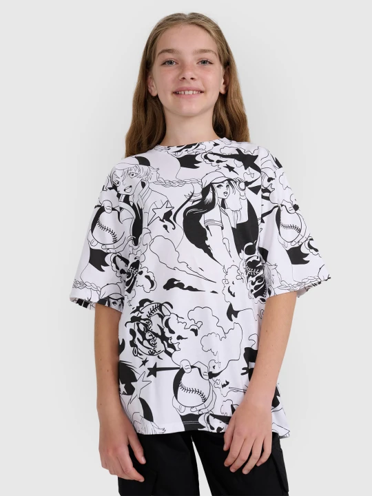 Zdjęcie produktu 4F T-shirt oversize z nadrukiem dziewczęcy - multikolor 164 (13-14 lat)