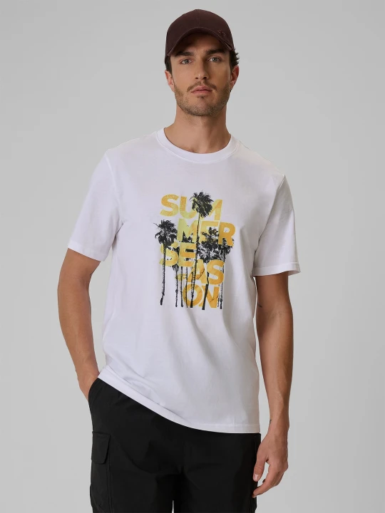 Zdjęcie produktu 4F T-shirt regular z nadrukiem męski - biały XXL