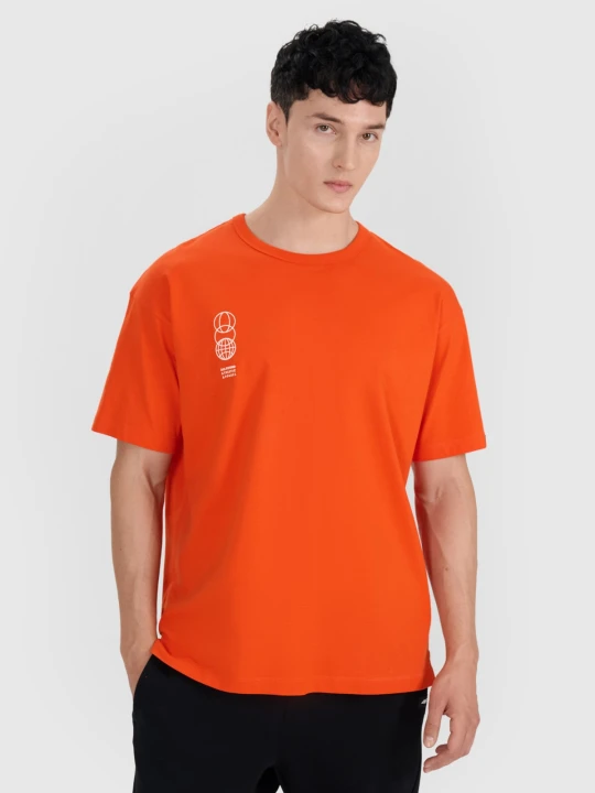 Zdjęcie produktu 4F T-shirt oversize z nadrukiem męski - pomarańczowy S
