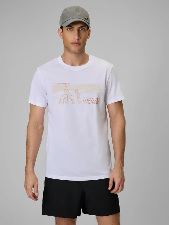 Zdjęcie produktu 4F T-shirt reagular z nadrukiem męski - biały XL