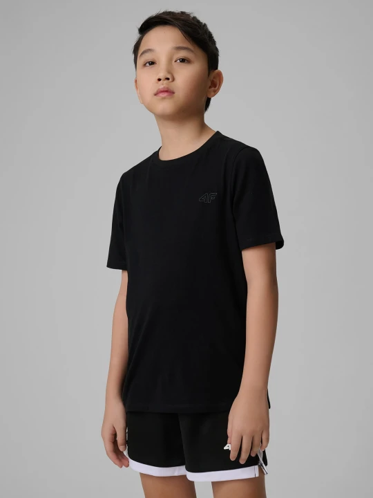 Zdjęcie produktu 4F T-shirt regular gładki chłopięcy - czarny 158 (12-13 lat)