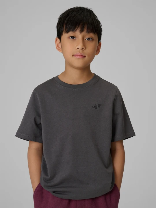 Zdjęcie produktu 4F T-shirt regular gładki chłopięcy - szary 164 (13-14 lat)