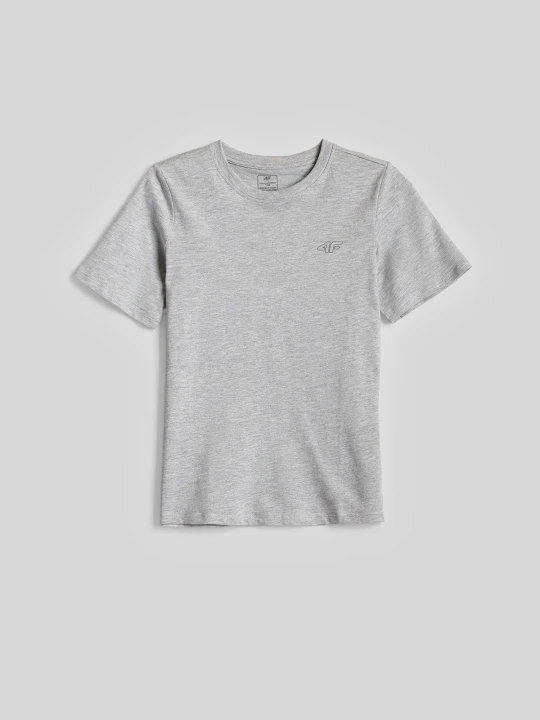 Zdjęcie produktu 4F T-shirt regular gładki chłopięcy - szary 128 (7-8 lat)