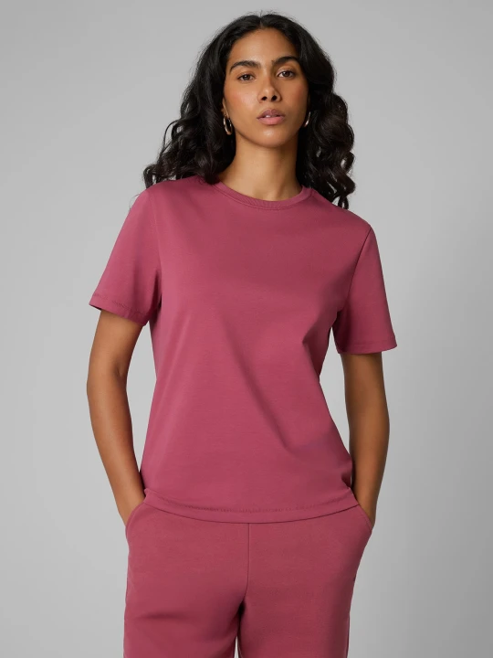 Zdjęcie produktu 4F T-shirt regular gładki damski - burgundowy XL Czerwony