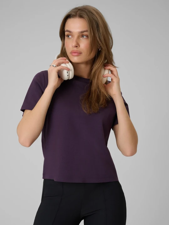 Zdjęcie produktu 4F T-shirt regular gładki damski - fioletowy XS