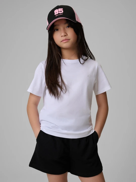 Zdjęcie produktu 4F T-shirt regular gładki dziewczęcy - biały 128 (7-8 lat)