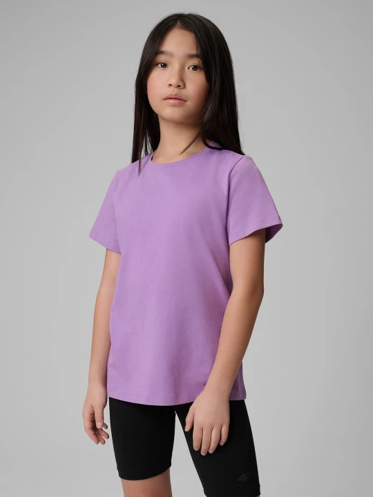 Zdjęcie produktu 4F T-shirt regular gładki dziewczęcy - fioletowy 122 (6-7 lat)