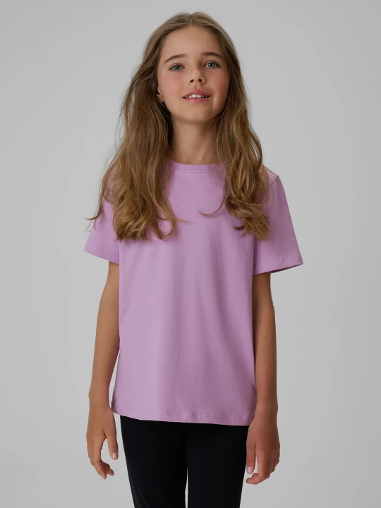 Zdjęcie produktu 4F T-shirt regular gładki dziewczęcy - fioletowy 140 (9-10 lat)