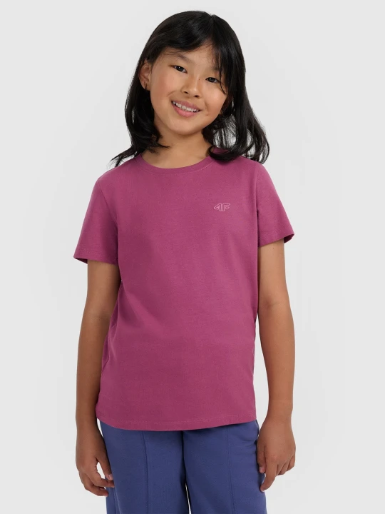 Zdjęcie produktu 4F T-shirt regular gładki dziewczęcy - fioletowy 152 (11-12 lat)