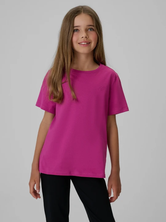 Zdjęcie produktu 4F T-shirt regular gładki dziewczęcy - różowy 122 (6-7 lat)