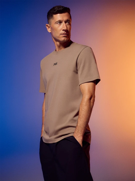 Zdjęcie produktu 4F T-shirt regular gładki męski 4F | Robert Lewandowski - beżowy M