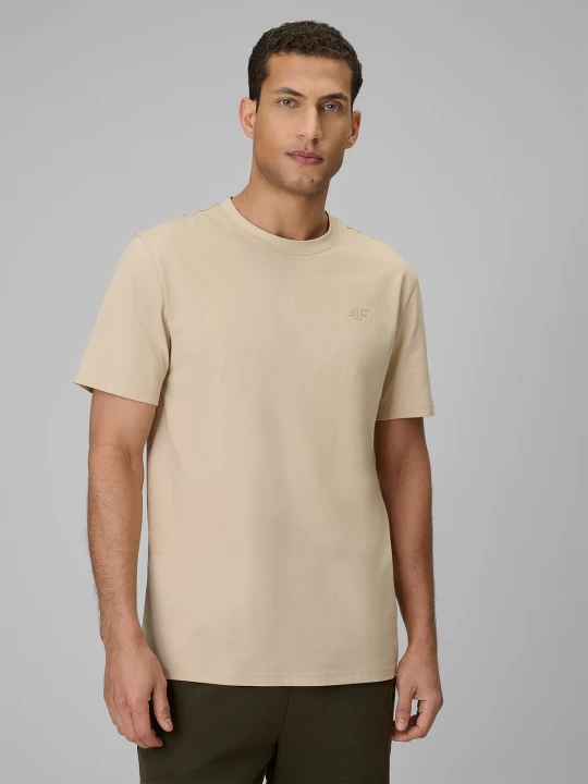 Zdjęcie produktu 4F T-shirt regular gładki męski - beżowy XXL