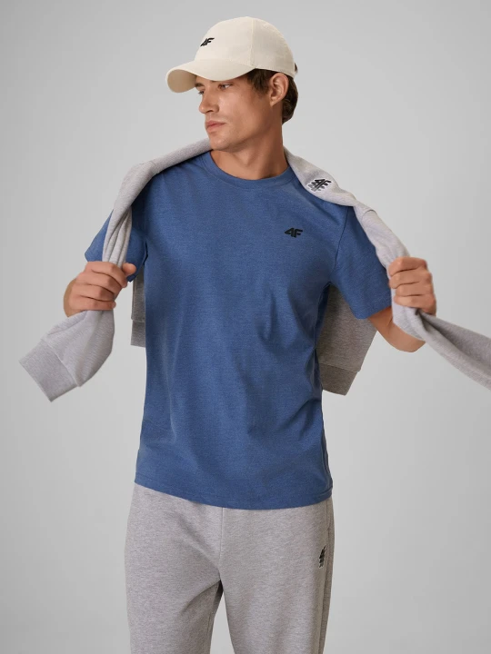 Zdjęcie produktu 4F T-shirt regular gładki męski - denim S Granatowy