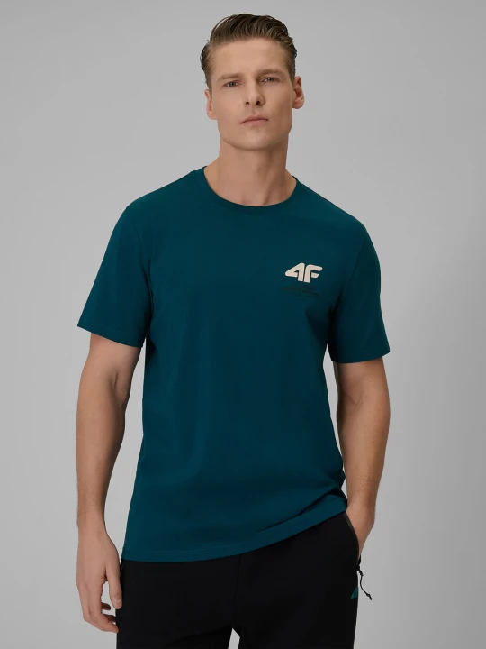 Zdjęcie produktu 4F T-shirt regular gładki męski - turkusowy XL