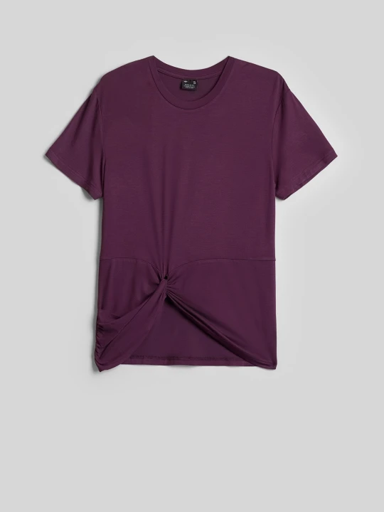 Zdjęcie produktu 4F T-shirt regular z marszczeniem i modalem damski - fioletowy XS
