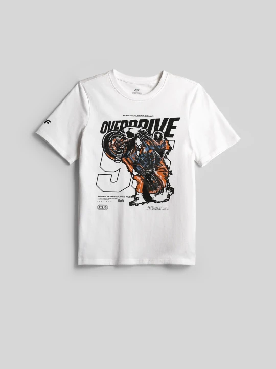 Zdjęcie produktu 4F T-shirt regular z nadrukiem chłopięcy - biały 122 (6-7 lat)