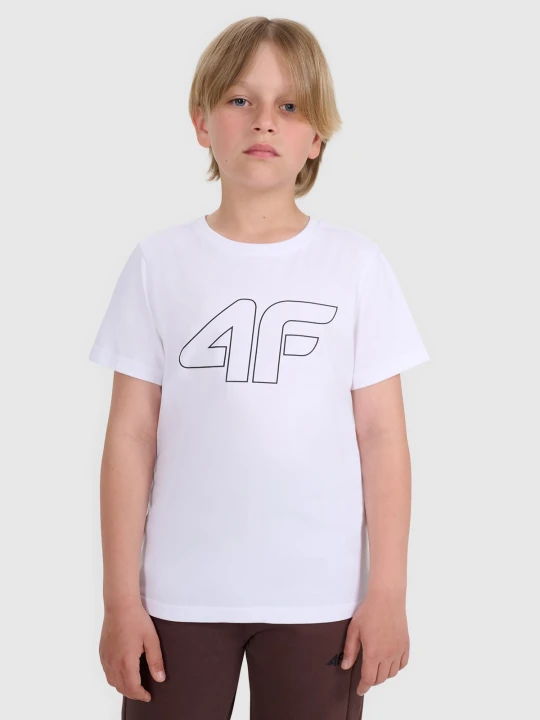 Zdjęcie produktu 4F T-shirt regular z nadrukiem chłopięcy - biały 140 (9-10 lat)