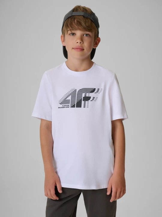 Zdjęcie produktu 4F T-shirt regular z nadrukiem chłopięcy - biały 158 (12-13 lat)
