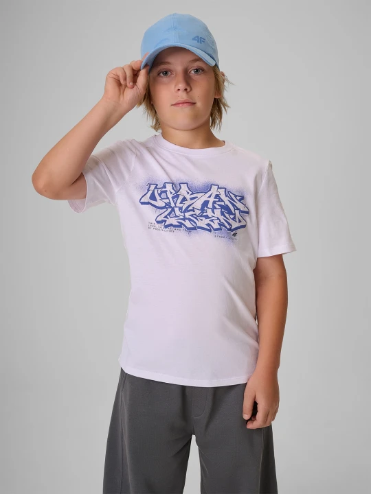 Zdjęcie produktu 4F T-shirt regular z nadrukiem chłopięcy - biały 152 (11-12 lat)