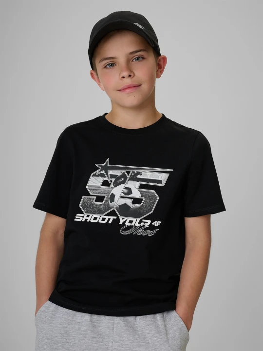 Zdjęcie produktu 4F T-shirt regular z nadrukiem chłopięcy - czarny 122 (6-7 lat)