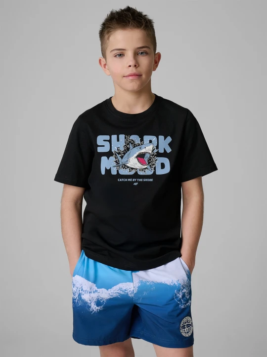 Zdjęcie produktu 4F T-shirt regular z nadrukiem chłopięcy - czarny 140 (9-10 lat)