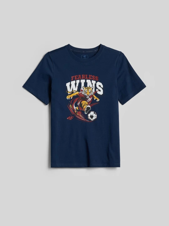 Zdjęcie produktu 4F T-shirt regular z nadrukiem chłopięcy - granatowy 128 (7-8 lat)
