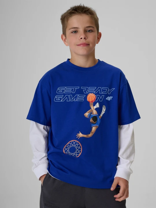 Zdjęcie produktu 4F T-shirt regular z nadrukiem chłopięcy - niebieski 158/164 (12-14 lat)