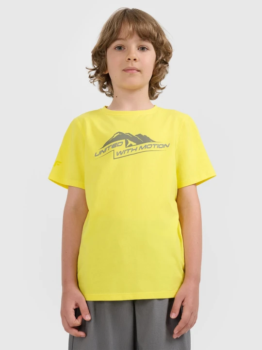 Zdjęcie produktu 4F T-shirt regular z nadrukiem chłopięcy - pomarańczowy 164 (13-14 lat) Żółty