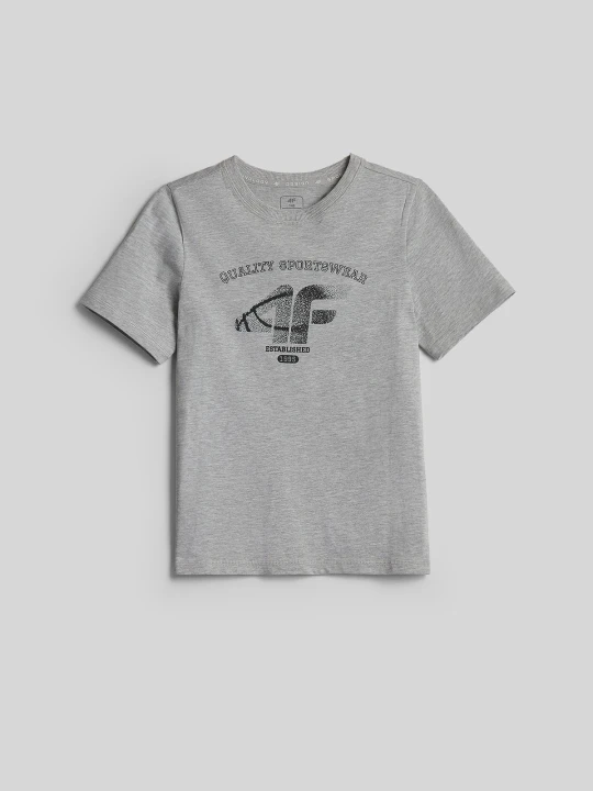 Zdjęcie produktu 4F T-shirt regular z nadrukiem chłopięcy - szary 134 (8-9 lat)