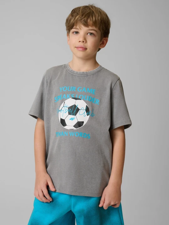 Zdjęcie produktu 4F T-shirt regular z nadrukiem chłopięcy - szary 152 (11-12 lat)