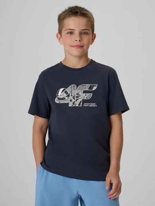 Zdjęcie produktu 4F T-shirt regular z nadrukiem chłopięcy - szary 134 (8-9 lat)